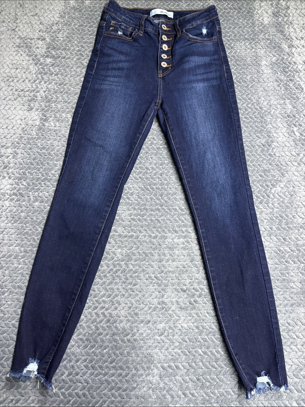 KanCan Dark Blue Button-Fly Skinny Jeans